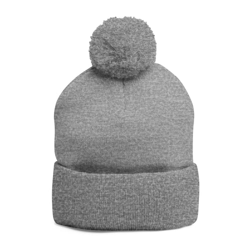 Embroidered Pom-Pom Knit Beanie - Cozy Winter Hat for Travel & Everyday