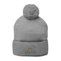 Embroidered Pom-Pom Knit Beanie - Cozy Winter Hat for Travel & Everyday